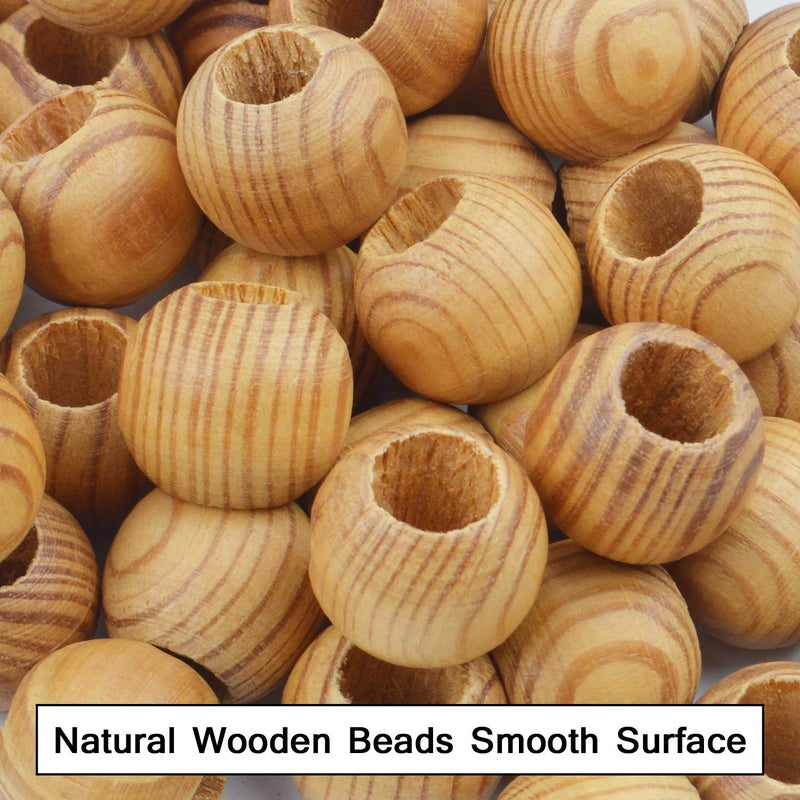 Aylifu Wooden Beads - 50pcs 23mm Round Hole Spacer Beads for Crafting & Jewelry Making - Image 3